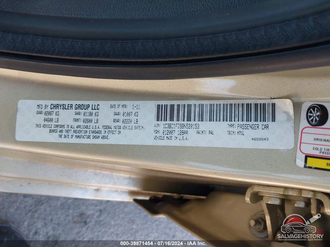 1C3BC1FG9BN520153 2011 CHRYSLER 200 photo no. 9