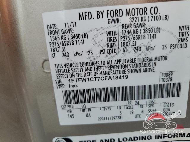 1FTFW1CT7CFA18419 2012 FORD F-150 photo no. 13