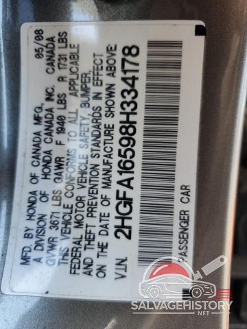 2HGFA16598H334178 2008 HONDA CIVIC photo no. 12