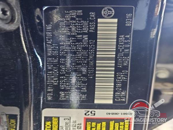 4T1S31AK7MU562512 2021 TOYOTA CAMRY photo no. 7