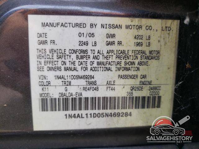 1N4AL11D05N469284 2005 NISSAN ALTIMA photo no. 12