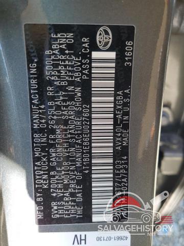 4T1BD1EB6EU027602 2014 TOYOTA AVALON photo no. 13