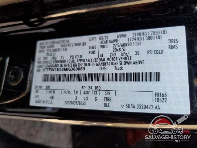 1FTFW1E53MKD80089 2021 FORD F-150 photo no. 12