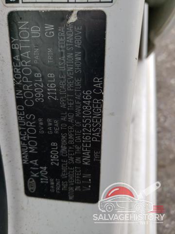 KNAFE161255108466 2005 KIA SPECTRA photo no. 12
