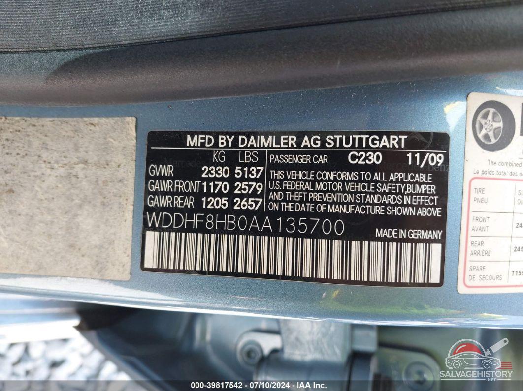 WDDHF8HB0AA135700 2010 MERCEDES-BENZ E 350 photo no. 9