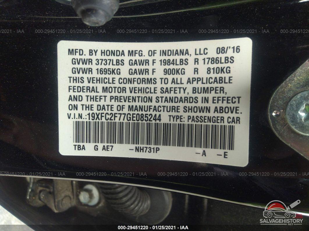 19XFC2F77GE085244 2016 HONDA CIVIC SEDAN photo no. 9