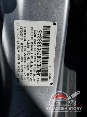 JHLRD78872C086345 2002 HONDA CRV photo no. 13