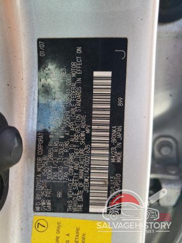 JTEDW21A270021635 2007 TOYOTA HIGHLANDER photo no. 13