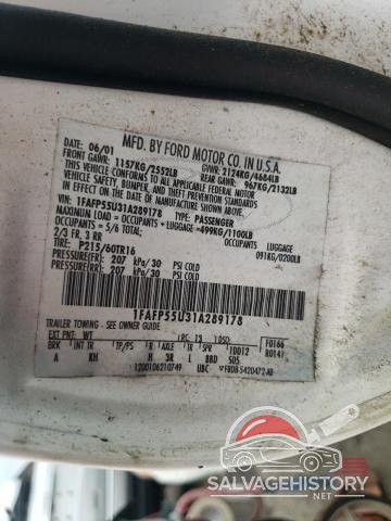 1FAFP55U31A289178 2001 FORD ALL Models photo no. 12