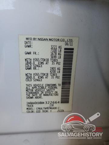 1N6BA0ED8BN322664 2011 NISSAN TITAN photo no. 12