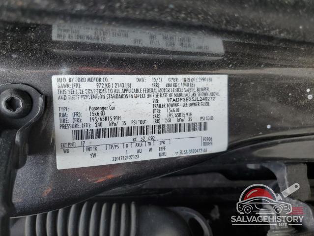 1FADP3E25JL240272 2018 FORD FOCUS photo no. 12