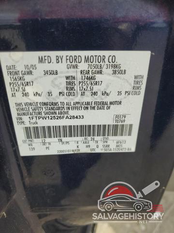 1FTPW12526FA28433 2006 FORD F-150 photo no. 12