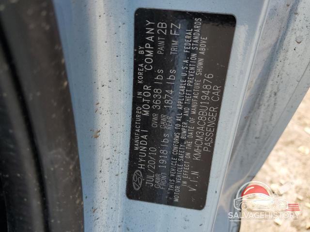 KMHCM3AC8BU194876 2011 HYUNDAI ACCENT photo no. 12