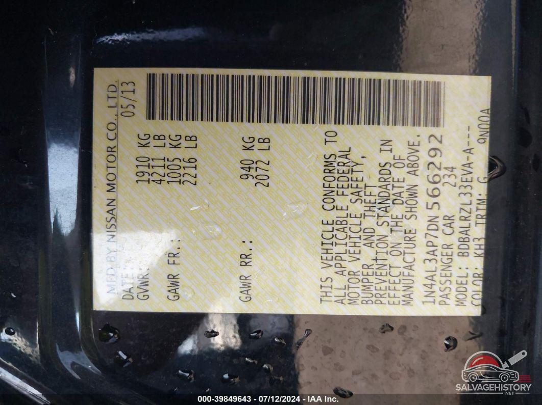 1N4AL3AP7DN566292 2013 NISSAN ALTIMA photo no. 9