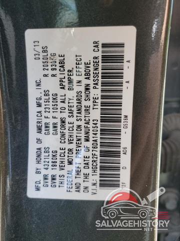 1HGCR2F76DA140543 2013 HONDA ACCORD photo no. 12