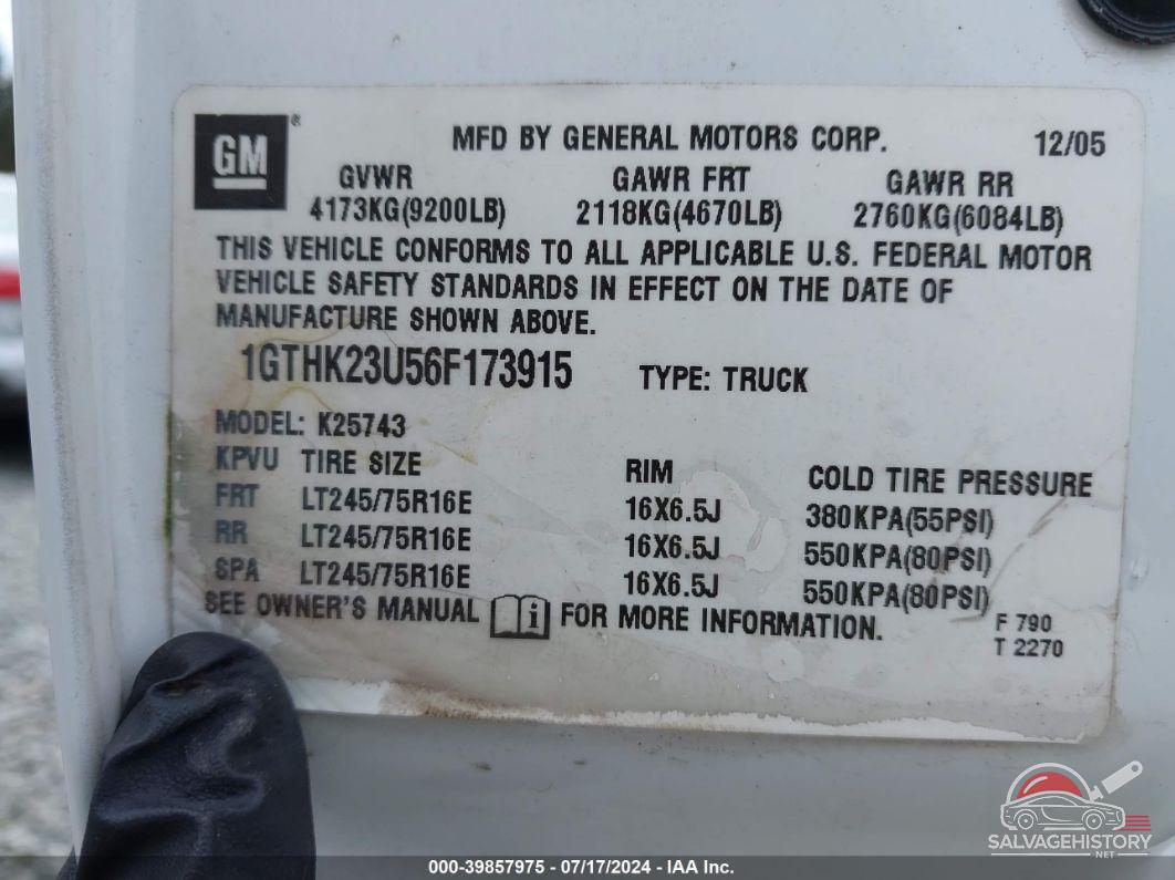 1GTHK23U56F173915 2006 GMC SIERRA 2500HD photo no. 9