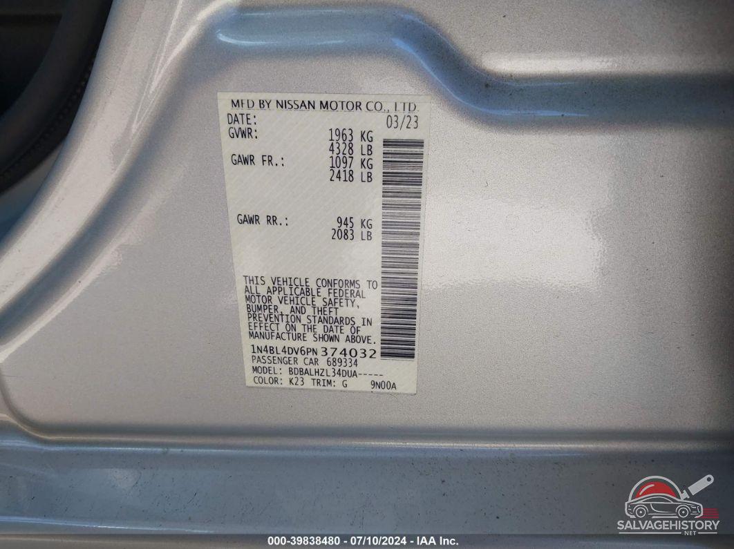 1N4BL4DV6PN374032 2023 NISSAN ALTIMA photo no. 9