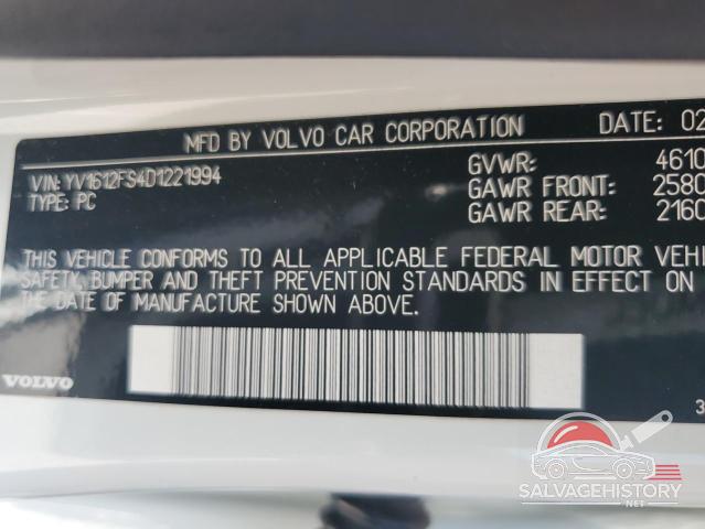 YV1612FS4D1221994 2013 VOLVO S60 photo no. 12