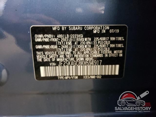 JF2SKAGC8KH594917 2019 SUBARU FORESTER photo no. 13