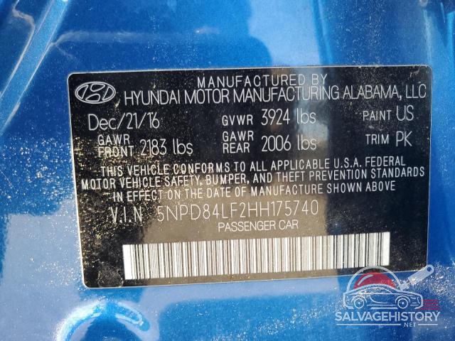 5NPD84LF2HH175740 2017 HYUNDAI ELANTRA photo no. 12