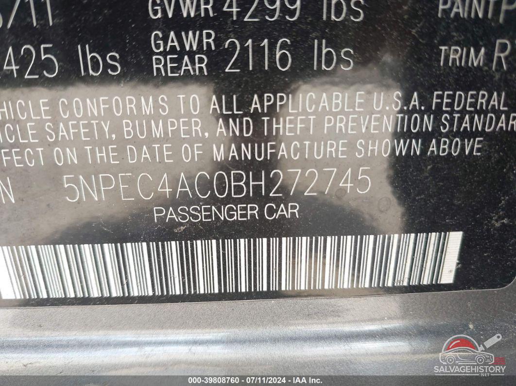 5NPEC4AC0BH272745 2011 HYUNDAI SONATA photo no. 9