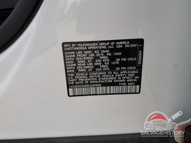 1V2JE2CA2MC240935 2021 VOLKSWAGEN ATLAS photo no. 12
