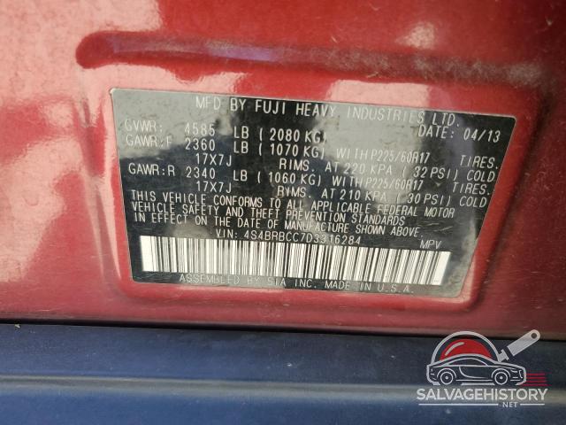 4S4BRBCC7D3316284 2013 SUBARU OUTBACK photo no. 13