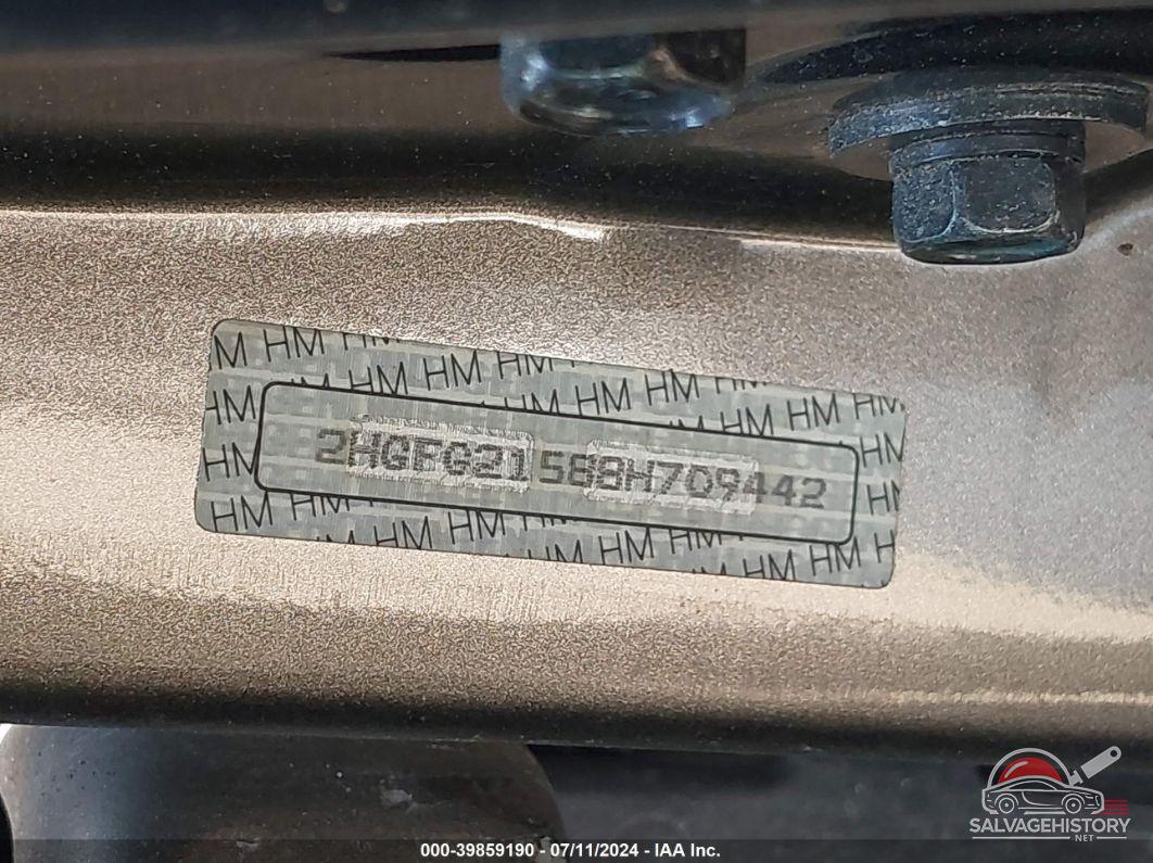 2HGFG21588H709442 2008 HONDA CIVIC photo no. 9