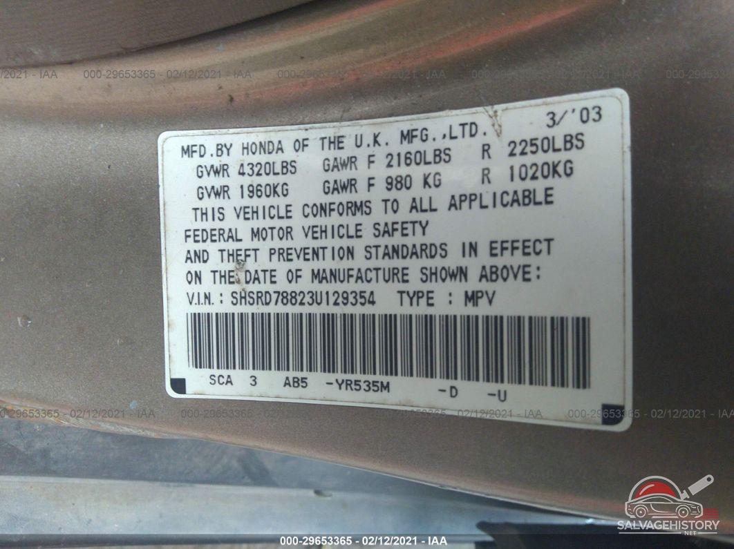 SHSRD78823U129354 2003 HONDA CR-V photo no. 9