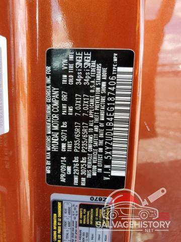 5XYZUDLB4EG187406 2014 HYUNDAI SANTA FE photo no. 14