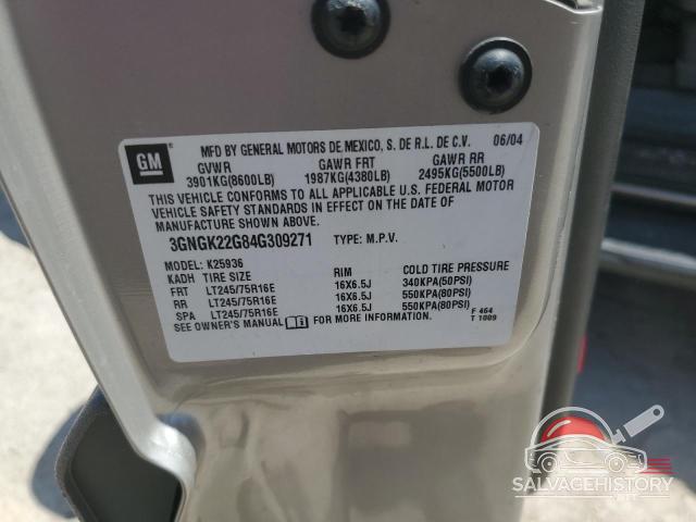 3GNGK22G84G309271 2004 CHEVROLET AVALANCHE photo no. 12