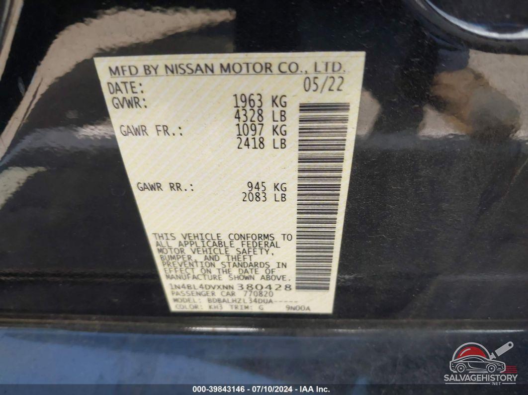 1N4BL4DVXNN380428 2022 NISSAN ALTIMA photo no. 9