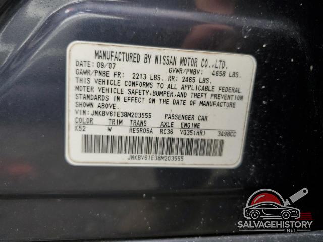 JNKBV61E38M203555 2008 INFINITI G35 photo no. 12