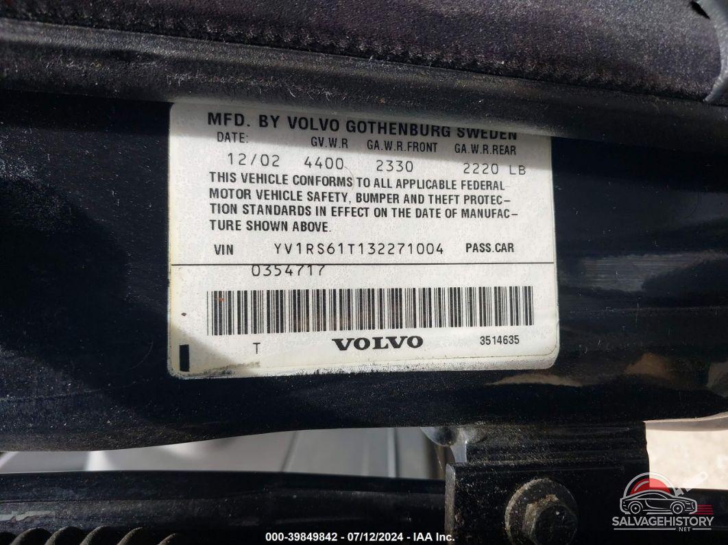 YV1RS61T132271004 2003 VOLVO S60 photo no. 9