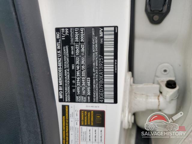 4JGED7FB0KA139257 2019 MERCEDES-BENZ GLE-CLASS photo no. 14