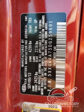 5XXGM4A75DG259691 2013 KIA OPTIMA photo no. 12