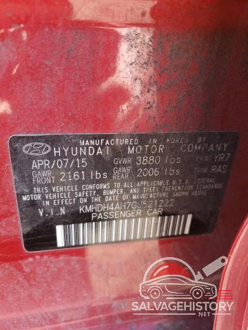 KMHDH4AH7GU521222 2016 HYUNDAI ELANTRA photo no. 12