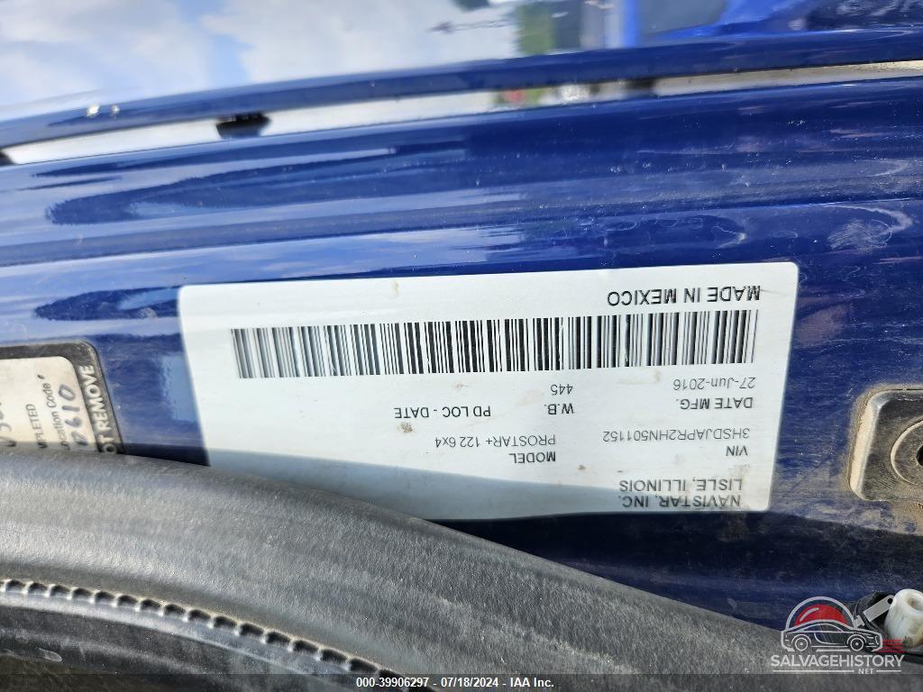 3HSDJAPR2HN501152 2017 INTERNATIONAL PROSTAR photo no. 9