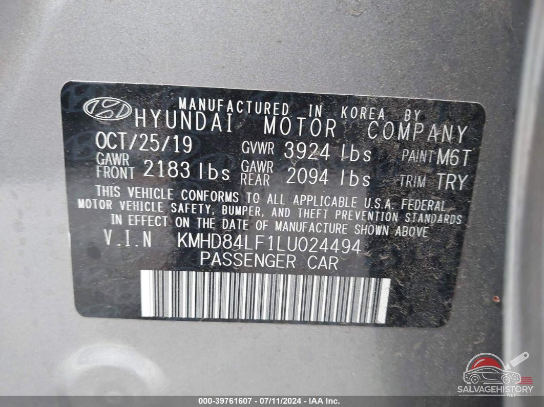 KMHD84LF1LU024494 2020 HYUNDAI ELANTRA photo no. 9