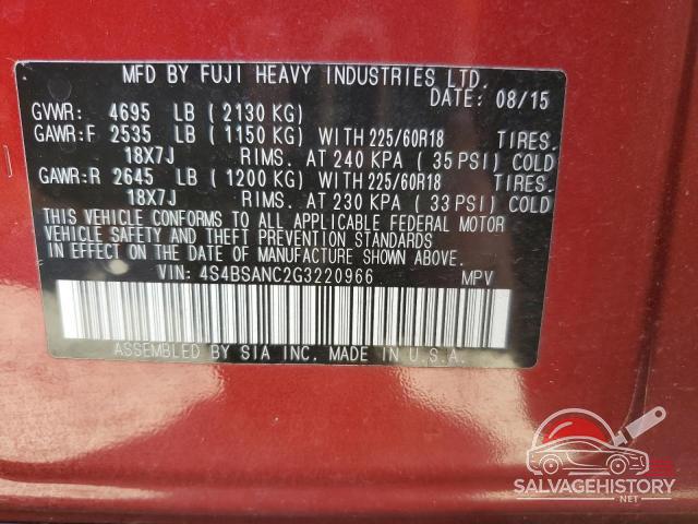 4S4BSANC2G3220966 2016 SUBARU OUTBACK photo no. 13