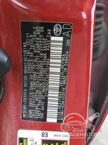 2T1BU4EE5BC707984 2011 TOYOTA COROLLA photo no. 12