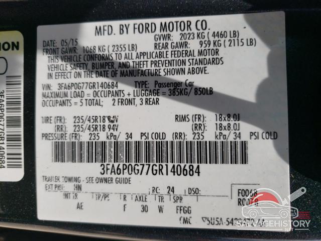 3FA6P0G77GR140684 2016 FORD FUSION photo no. 12