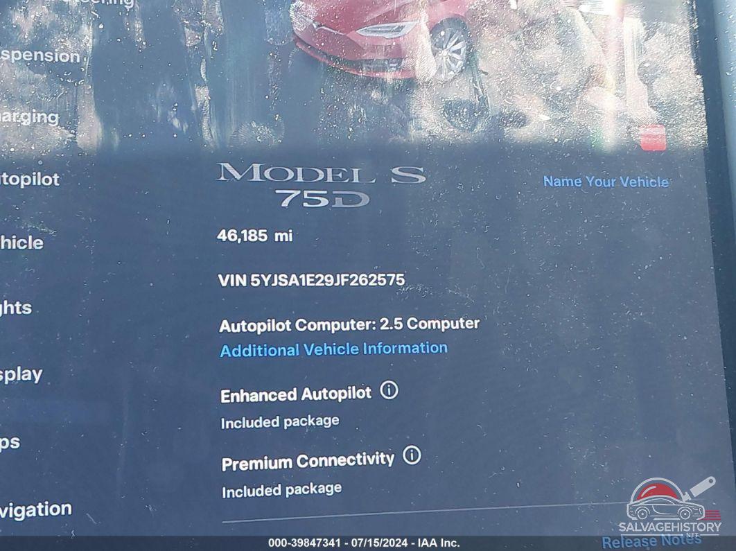 5YJSA1E29JF262575 2018 TESLA MODEL S photo no. 7