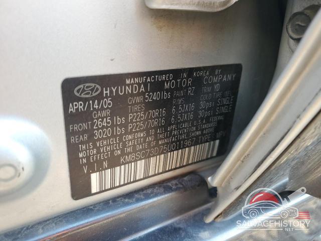 KM8SC73D75U011967 2005 HYUNDAI SANTA FE photo no. 12