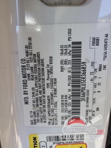 3FA6P0LU5ER366859 2014 FORD FUSION photo no. 12