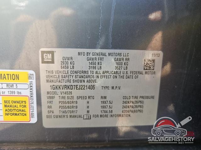 1GKKVRKD7EJ221406 2014 GMC ACADIA photo no. 10