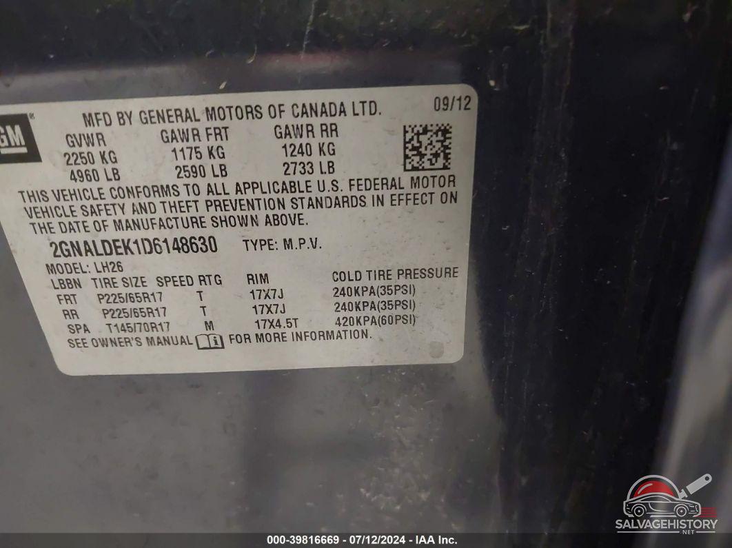 2GNALDEK1D6148630 2013 CHEVROLET EQUINOX photo no. 9