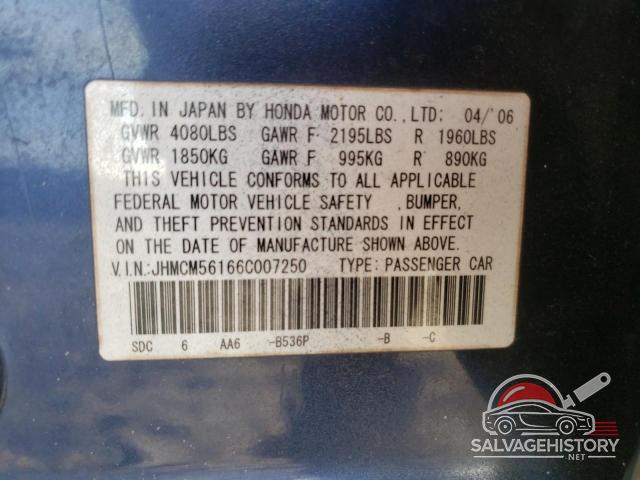 JHMCM56166C007250 2006 HONDA ACCORD photo no. 12