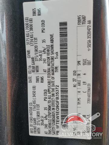 1FTEW1EG9GFB35372 2016 FORD F-150 photo no. 12