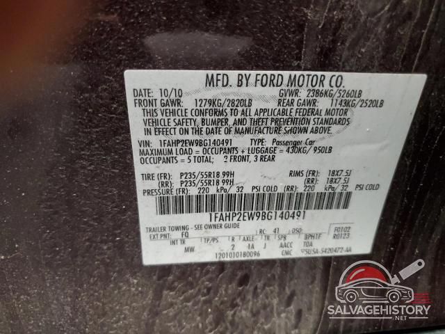 1FAHP2EW9BG140491 2011 FORD TAURUS photo no. 12